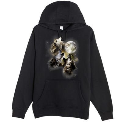 Wolf Shirt Three Wolves Moon Wolf Moon Premium Pullover Hoodie