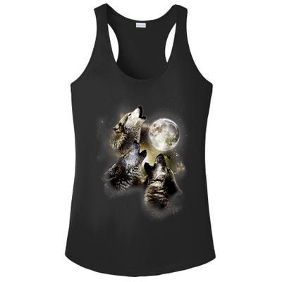 Wolf Shirt Three Wolves Moon Wolf Moon Ladies PosiCharge Competitor Racerback Tank