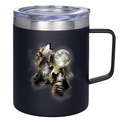 Wolf Shirt Three Wolves Moon Wolf Moon 12oz Stainless Steel Coffee Mug