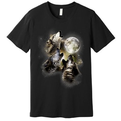 Wolf Shirt Three Wolves Moon Wolf Moon Premium T-Shirt