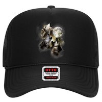 Wolf Shirt Three Wolves Moon Wolf Moon Trucker Hat