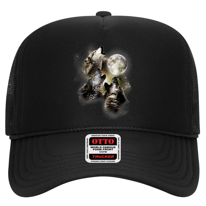Wolf Shirt Three Wolves Moon Wolf Moon Trucker Hat