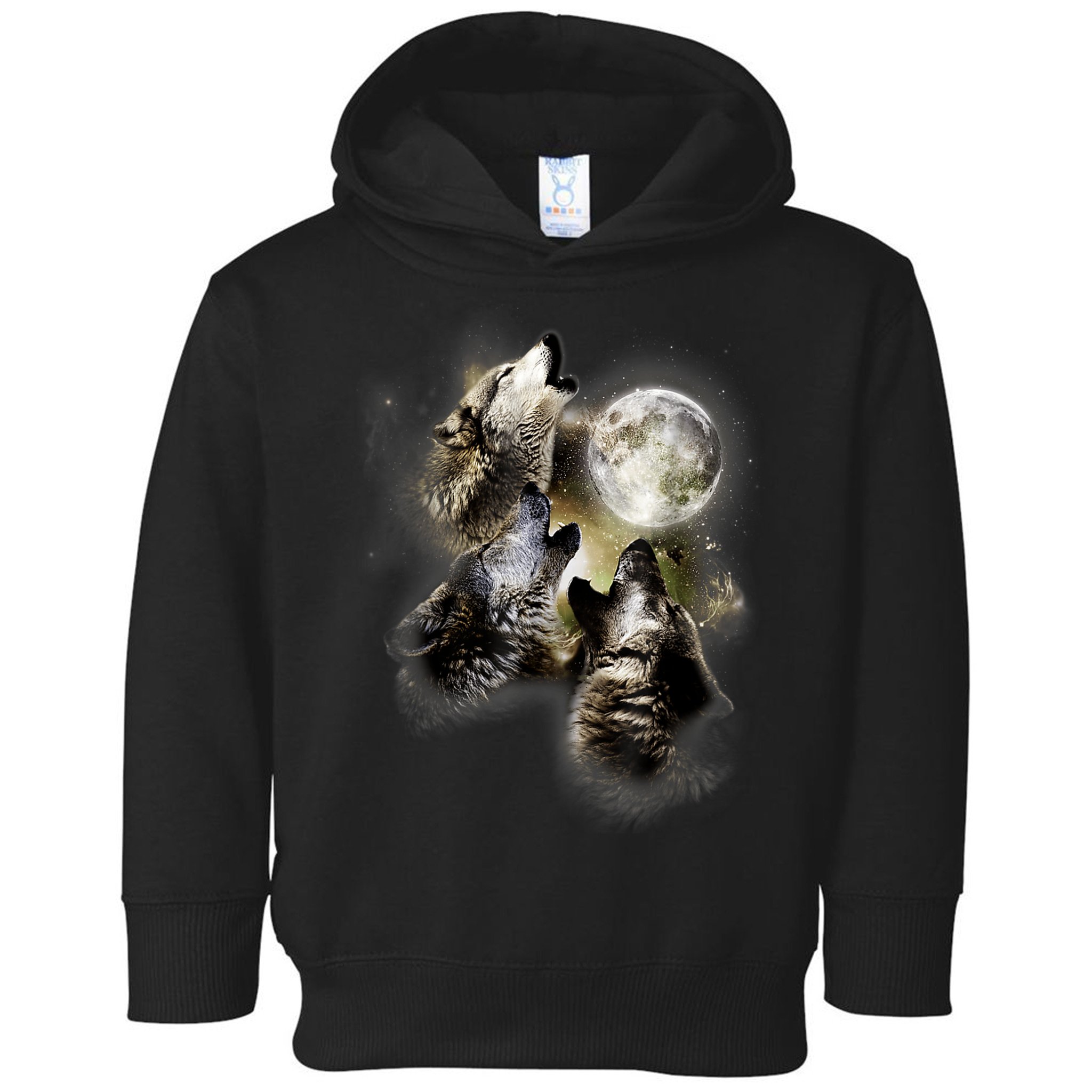 Wolf Shirt Three Wolves Moon Wolf Moon Toddler Hoodie