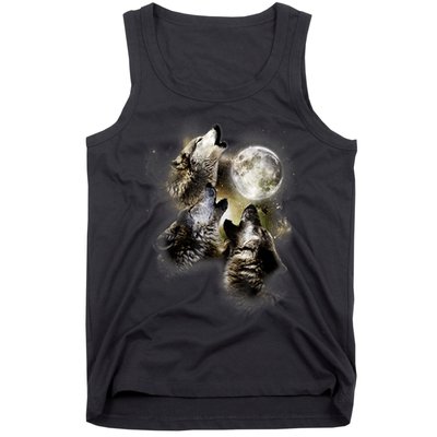 Wolf Shirt Three Wolves Moon Wolf Moon Tank Top