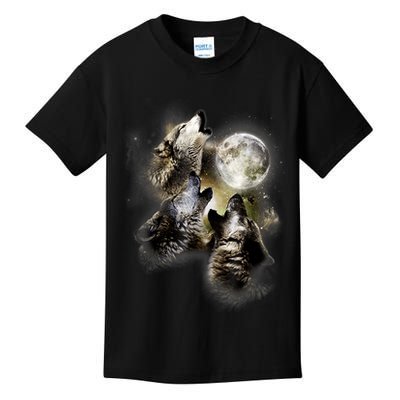 Wolf Shirt Three Wolves Moon Wolf Moon Kids T-Shirt