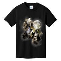 Wolf Shirt Three Wolves Moon Wolf Moon Kids T-Shirt