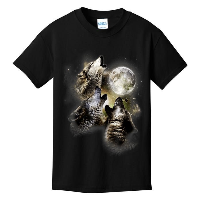 Wolf Shirt Three Wolves Moon Wolf Moon Kids T-Shirt