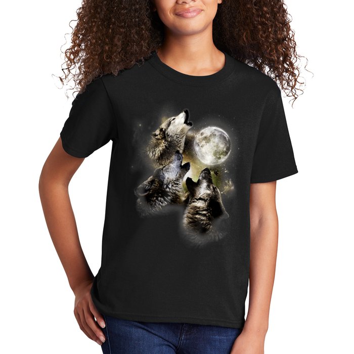 Wolf Shirt Three Wolves Moon Wolf Moon Kids T-Shirt