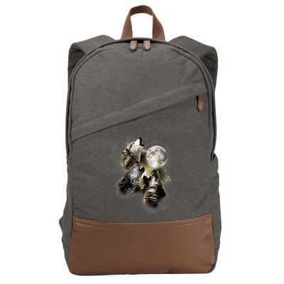 Wolf Shirt Three Wolves Moon Wolf Moon Cotton Canvas Backpack