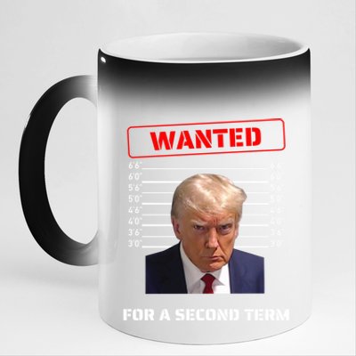 Wanted Second Term Pro Trump 2024 Gift 11oz Black Color Changing Mug