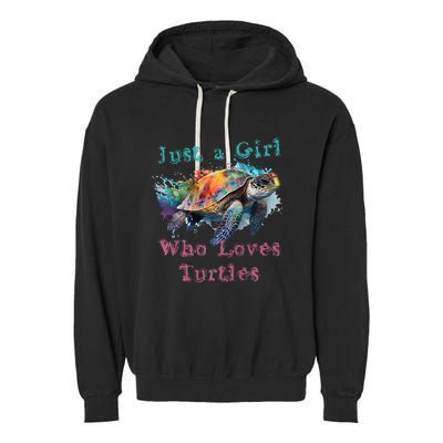 Watercolor Sea Turtle Just a That Loves Turtles Florida Garment-Dyed Fleece Hoodie