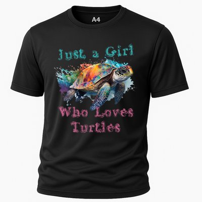 Watercolor Sea Turtle Just a That Loves Turtles Florida Cooling Performance Crew T-Shirt