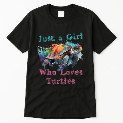 Watercolor Sea Turtle Just a That Loves Turtles Florida Tall T-Shirt