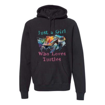 Watercolor Sea Turtle Just a That Loves Turtles Florida Premium Hoodie