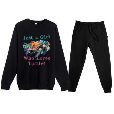 Watercolor Sea Turtle Just a That Loves Turtles Florida Premium Crewneck Sweatsuit Set