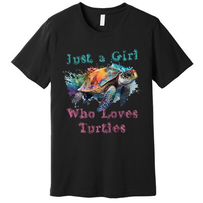 Watercolor Sea Turtle Just a That Loves Turtles Florida Premium T-Shirt