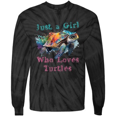 Watercolor Sea Turtle Just a That Loves Turtles Florida Tie-Dye Long Sleeve Shirt