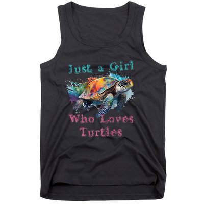 Watercolor Sea Turtle Just a That Loves Turtles Florida Tank Top