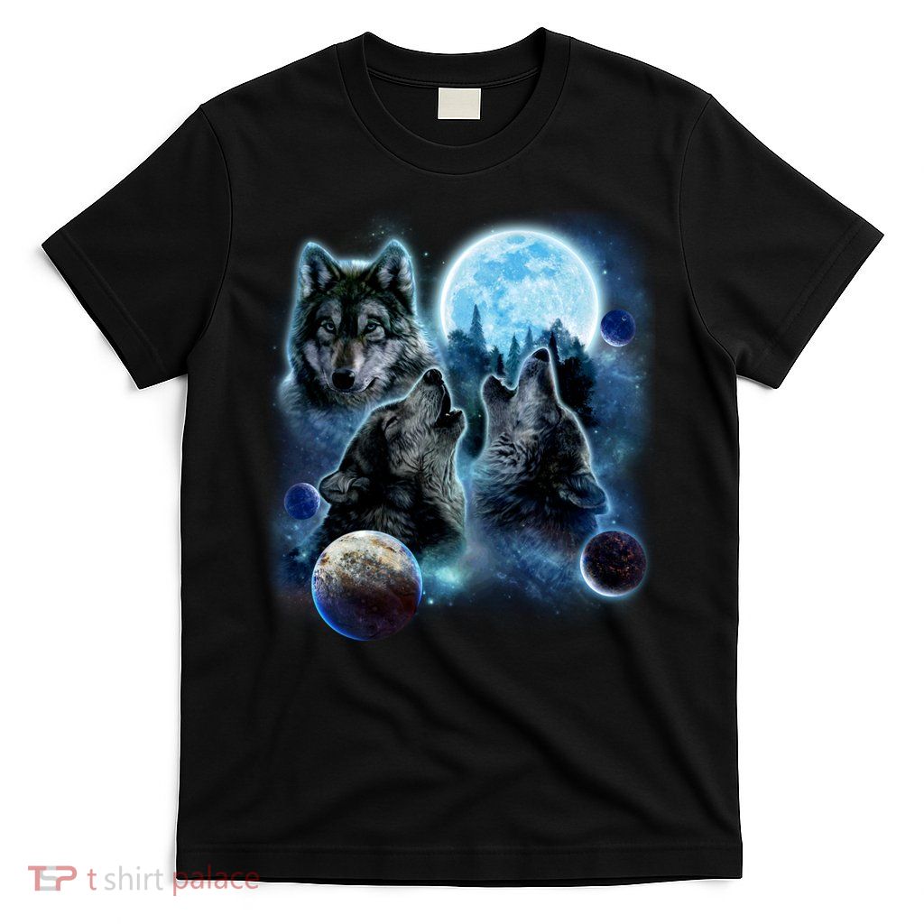 Wolf Shirt Three Wolves Moon Wolf Moon T-Shirt