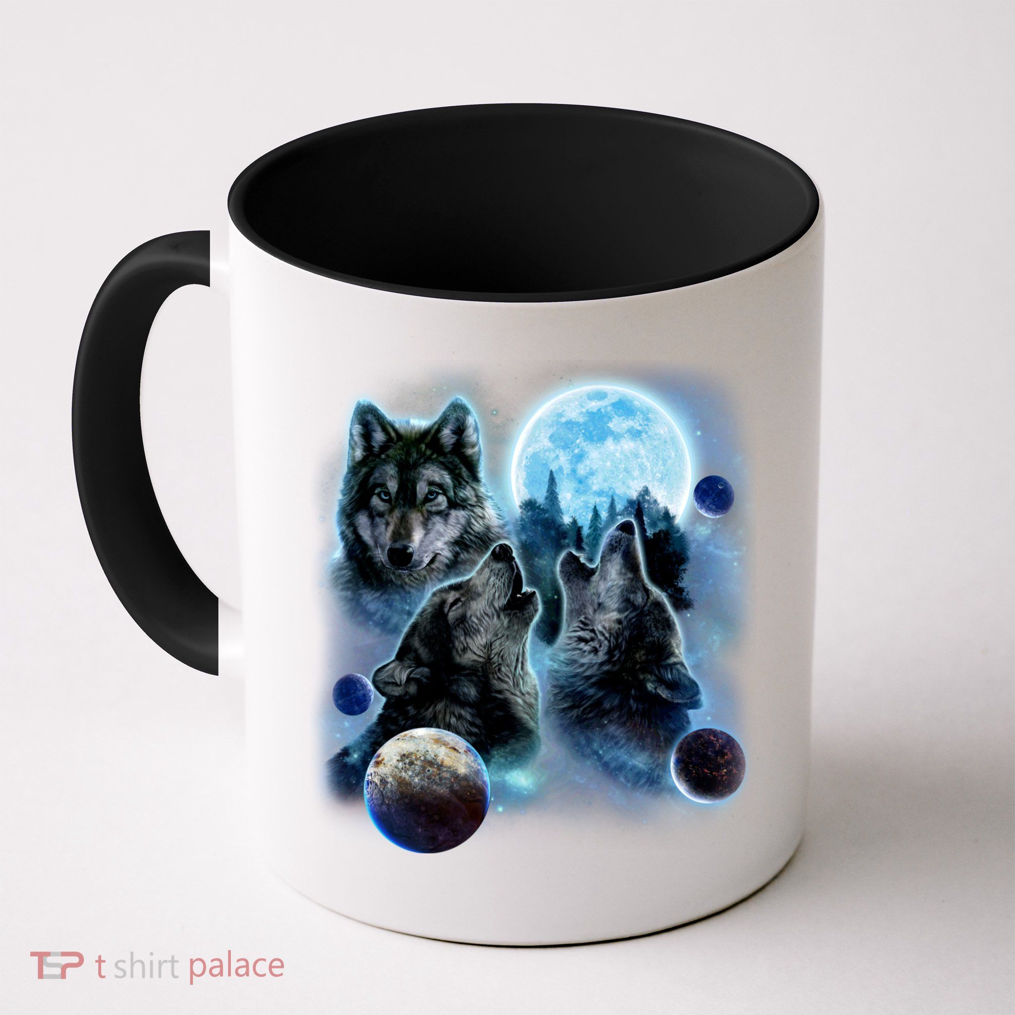 Wolf Shirt Three Wolves Moon Wolf Moon Coffee Mug