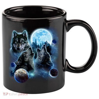 Wolf Shirt Three Wolves Moon Wolf Moon 11oz C Handle Ceramic Mug