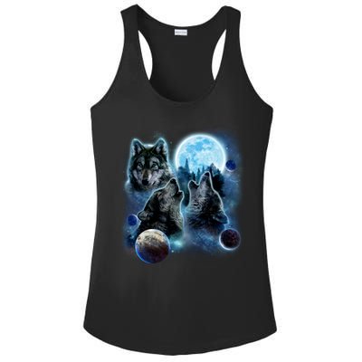 Wolf Shirt Three Wolves Moon Wolf Moon Ladies PosiCharge Competitor Racerback Tank