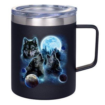 Wolf Shirt Three Wolves Moon Wolf Moon 12oz Stainless Steel Coffee Mug