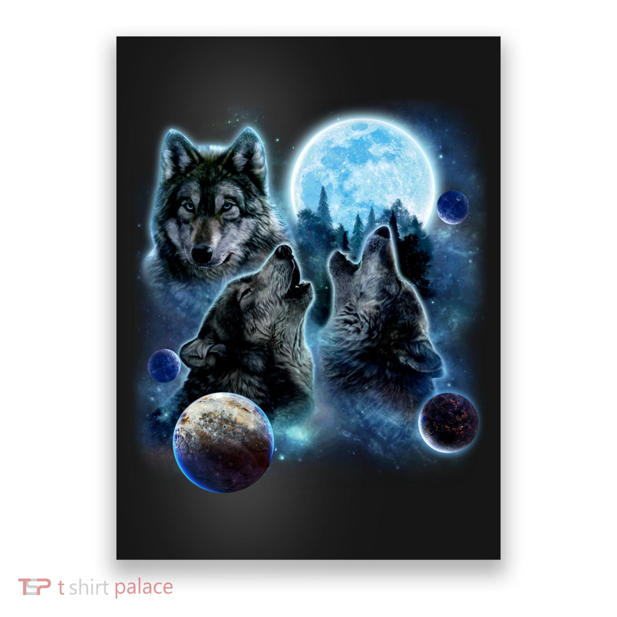 Wolf Shirt Three Wolves Moon Wolf Moon Poster