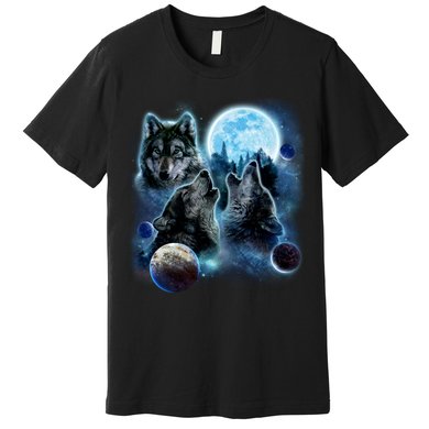 Wolf Shirt Three Wolves Moon Wolf Moon Premium T-Shirt