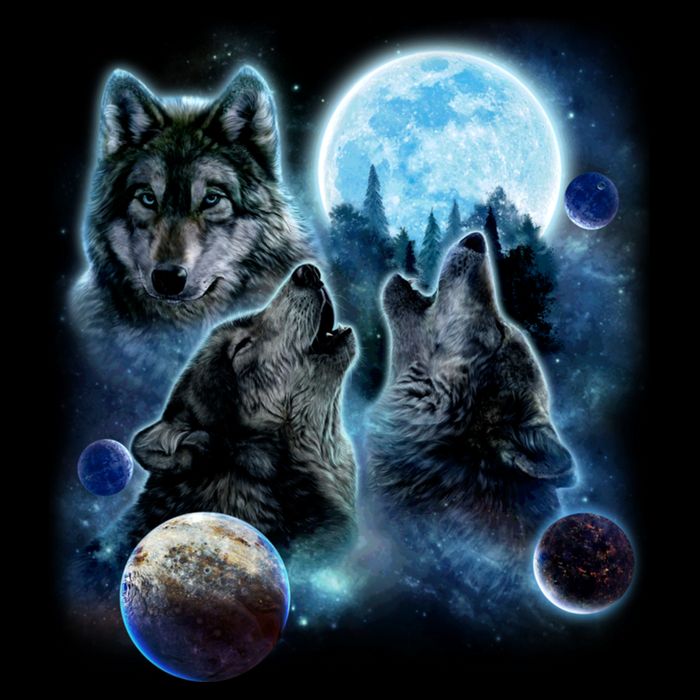 Wolf Shirt Three Wolves Moon Wolf Moon Womens Tank Top