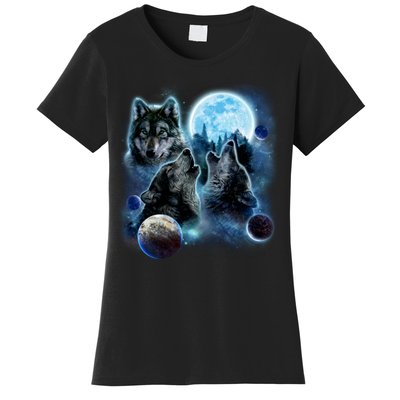 Wolf Shirt Three Wolves Moon Wolf Moon Women's T-Shirt