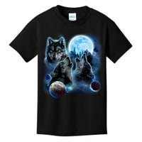 Wolf Shirt Three Wolves Moon Wolf Moon Kids T-Shirt