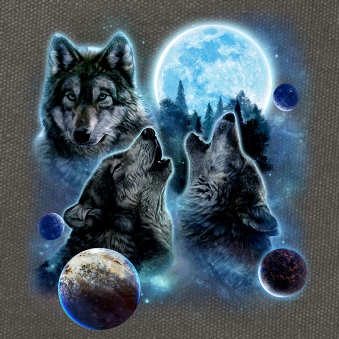 Wolf Shirt Three Wolves Moon Wolf Moon Cotton Canvas Backpack