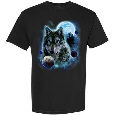 Wolf Shirt Three Wolves Moon Wolf Moon Garment-Dyed Heavyweight T-Shirt
