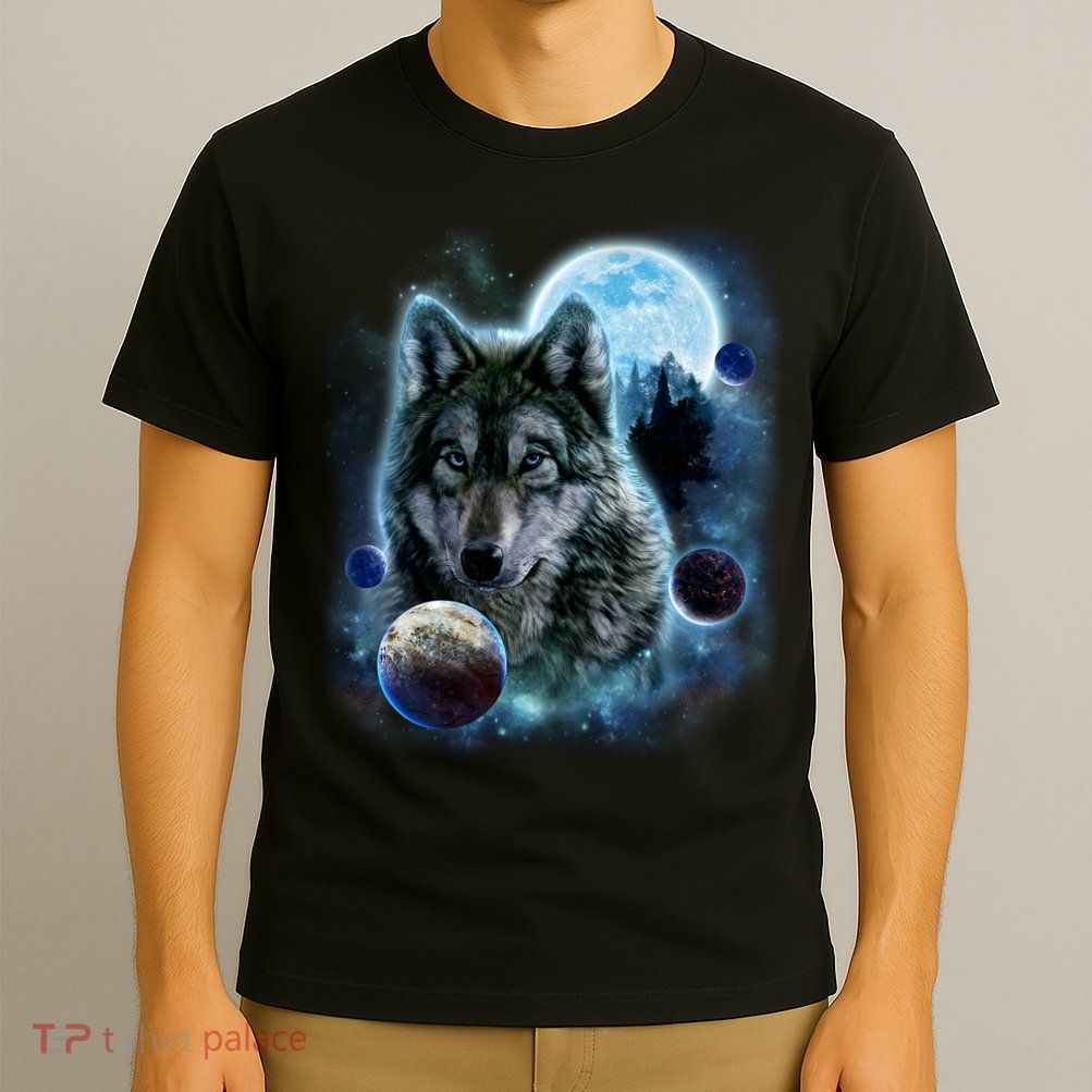 Wolf Shirt Three Wolves Moon Wolf Moon T-Shirt