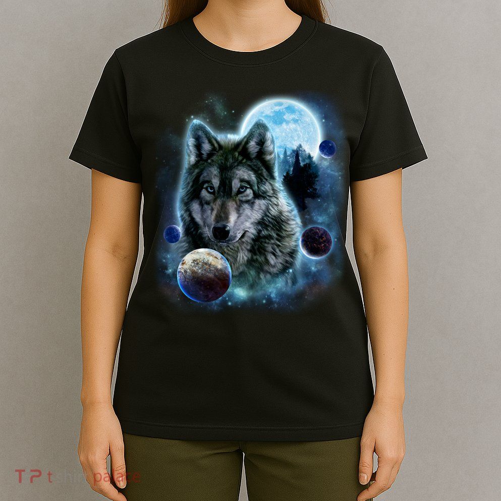 Wolf Shirt Three Wolves Moon Wolf Moon T-Shirt