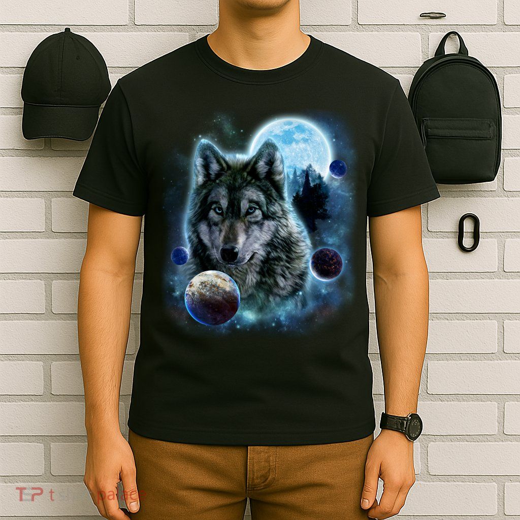 Wolf Shirt Three Wolves Moon Wolf Moon T-Shirt