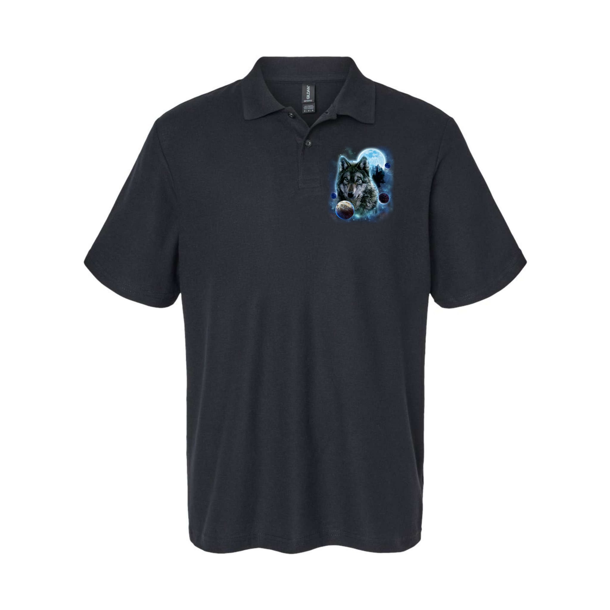 Wolf Shirt Three Wolves Moon Wolf Moon Polo
