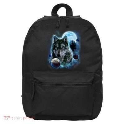 Wolf Shirt Three Wolves Moon Wolf Moon 16 in Basic Backpack
