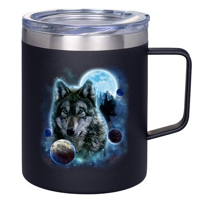 Wolf Shirt Three Wolves Moon Wolf Moon 12oz Stainless Steel Coffee Mug