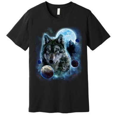 Wolf Shirt Three Wolves Moon Wolf Moon Premium T-Shirt
