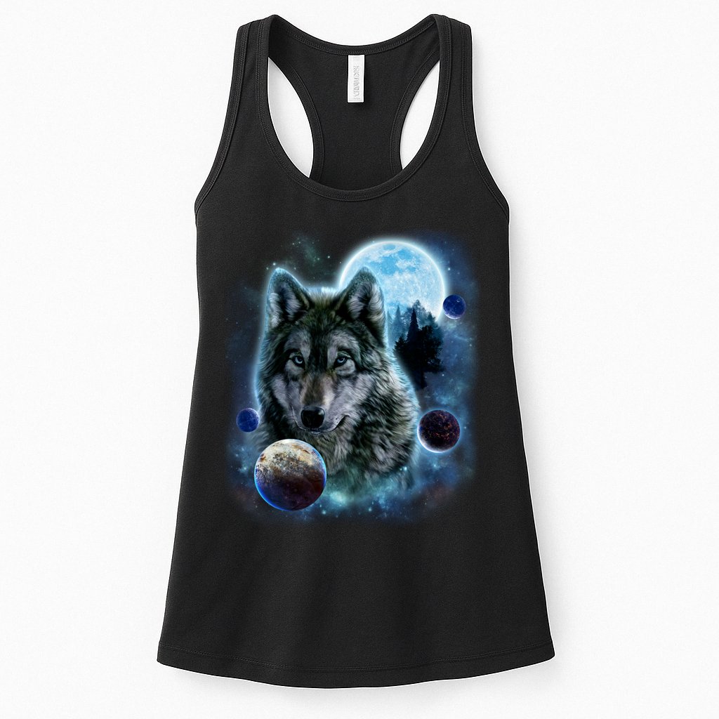 Wolf Shirt Three Wolves Moon Wolf Moon Womens Tank Top