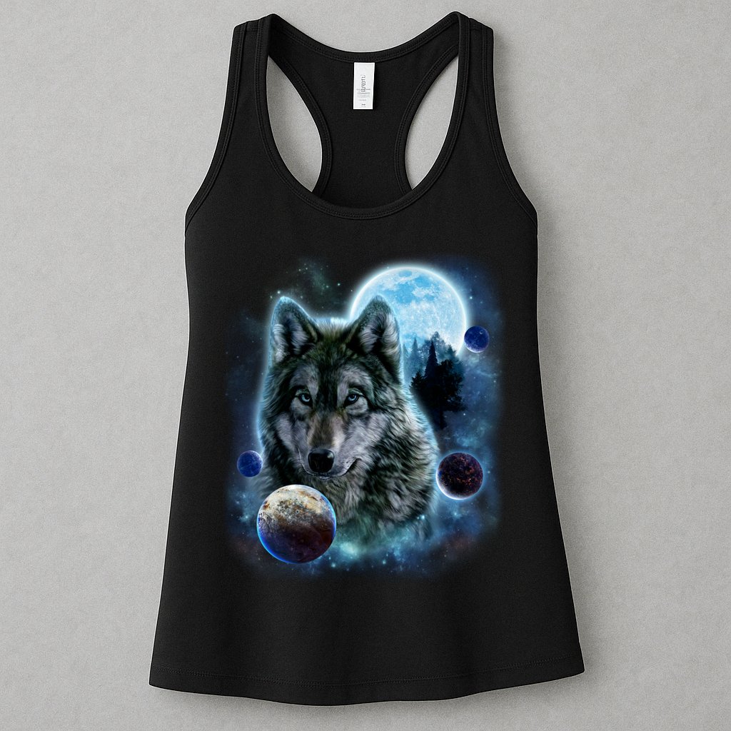 Wolf Shirt Three Wolves Moon Wolf Moon Womens Tank Top