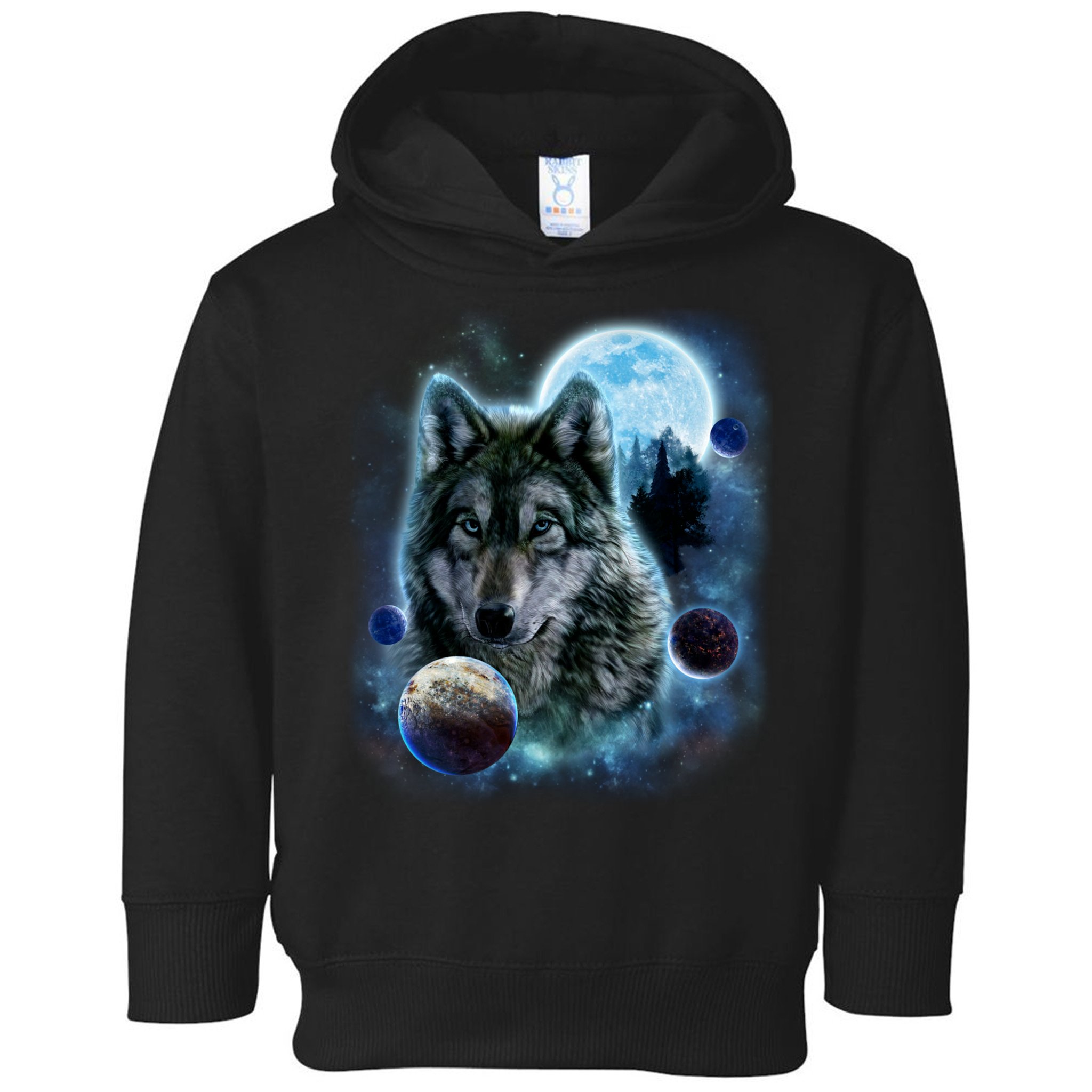 Wolf Shirt Three Wolves Moon Wolf Moon Toddler Hoodie