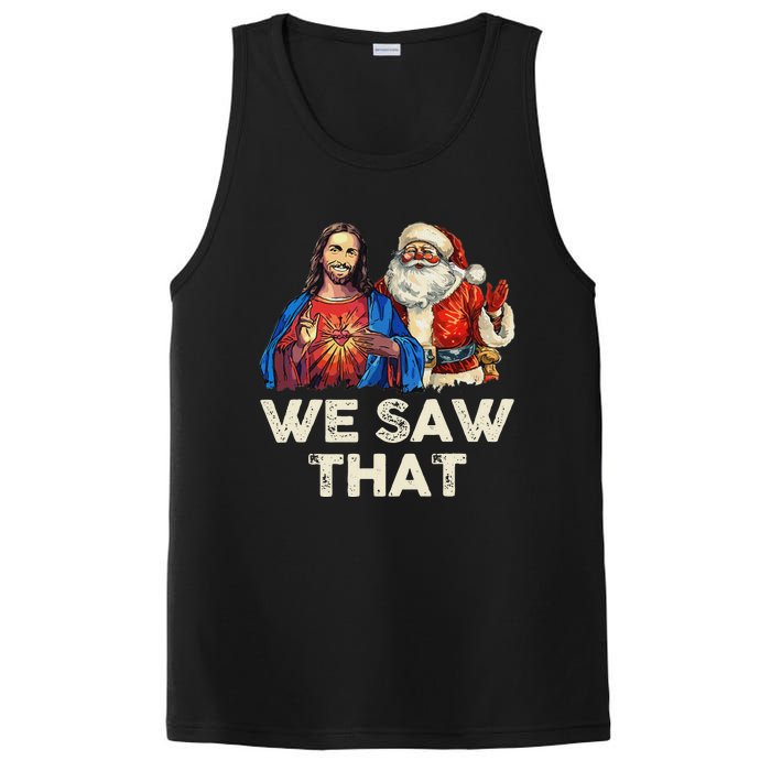 We Saw That Funny Santa Jesus Christmas Holiday PosiCharge Competitor Tank