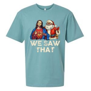 We Saw That Funny Santa Jesus Christmas Holiday Sueded Cloud Jersey T-Shirt