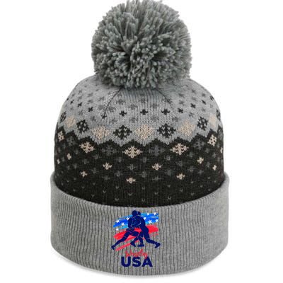 Wrestling Support The Team Wrestling Athlete Usa Flag The Baniff Cuffed Pom Beanie