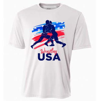 Wrestling Support The Team Wrestling Athlete Usa Flag Cooling Performance Crew T-Shirt