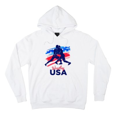 Wrestling Support The Team Wrestling Athlete Usa Flag Hoodie