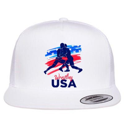 Wrestling Support The Team Wrestling Athlete Usa Flag Flat Bill Trucker Hat